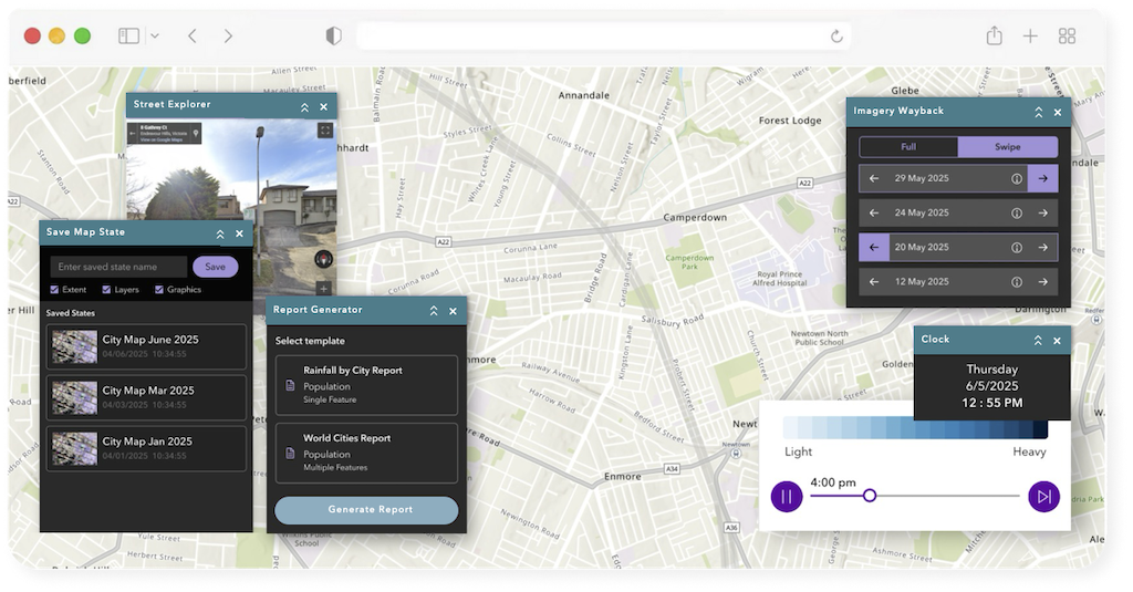 Cartinuum develops a growing library of curated widgets that extend the power of ArcGIS 